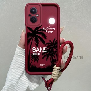 Ốp Lưng Cho OPPO Reno 7Z 5G Reno 8Z 5G Vỏ Điện Thoại Silicon Thẩm Mỹ Họa Tiết Cây Dừa TPU Mềm Thiết Kế Mới Với Dây Treo Cá Tính