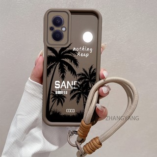 Ốp Lưng Cho OPPO Reno 7Z 5G Reno 8Z 5G Vỏ Điện Thoại Silicon Thẩm Mỹ Họa Tiết Cây Dừa TPU Mềm Thiết Kế Mới Với Dây Treo Cá Tính