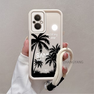Ốp Lưng Cho OPPO Reno 7Z 5G Reno 8Z 5G Vỏ Điện Thoại Silicon Thẩm Mỹ Họa Tiết Cây Dừa TPU Mềm Thiết Kế Mới Với Dây Treo Cá Tính