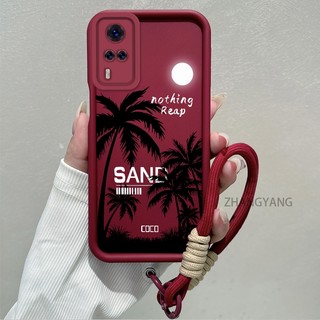 Ốp Lưng Cho vivo Y51 Y51A 4G Y31 Y51s Y53s Ốp Điện Thoại Silicon Thẩm Mỹ Họa Tiết Cây Dừa TPU Mềm Thiết Kế Mới Với Dây Treo Cá Tính