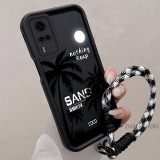 Ốp Lưng Cho vivo Y51 Y51A 4G Y31 Y51s Y53s Ốp Điện Thoại Silicon Thẩm Mỹ Họa Tiết Cây Dừa TPU Mềm Thiết Kế Mới Với Dây Treo Cá Tính