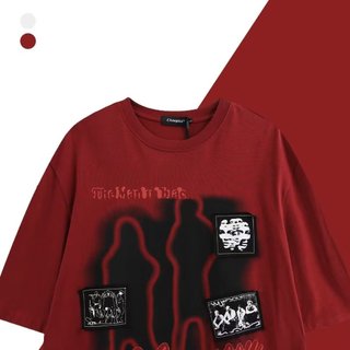 GKSSS Áo thun nam Mùa hè chắp vá thêu dáng rộng nam hip hop cổ tròn cotton nguyên chất tay ngắn đa năng
