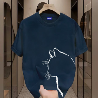 ✨Hàng có sẵn✨WASSUP Cat silhouette-Áo thun nam mới! 100% cotton, thời trang, Unisex