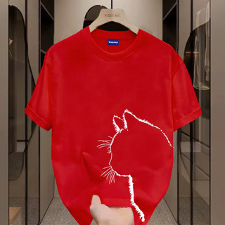 ✨Hàng có sẵn✨WASSUP Cat silhouette-Áo thun nam mới! 100% cotton, thời trang, Unisex