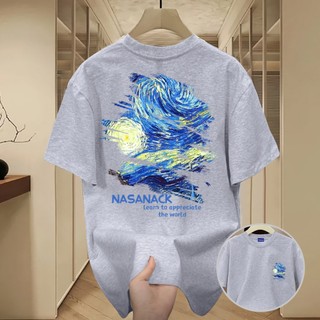 ✨Hàng có sẵn✨WASSUP Oil Painting Starry Sky-Áo thun nam mới! 100% cotton, thời trang, Unisex