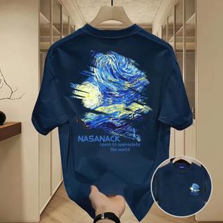 ✨Hàng có sẵn✨WASSUP Oil Painting Starry Sky-Áo thun nam mới! 100% cotton, thời trang, Unisex