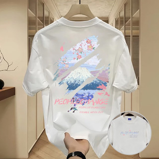 ✨Hàng có sẵn✨WASSUP Sakura Mount Fuji-Áo thun nam mới! 100% cotton, thời trang, Unisex