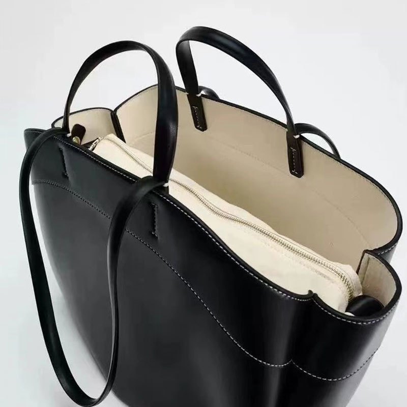 Zara Túi Tote đeo vai cầm tay mới dành cho nữ Túi mua sắm lớn thời trang đi lại có túi nhỏ