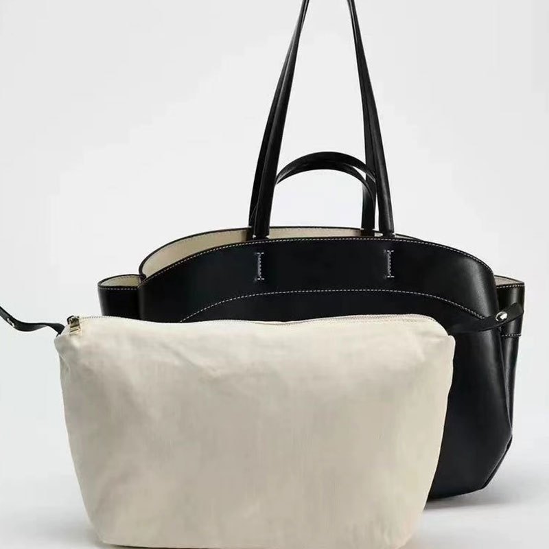 Zara Túi Tote đeo vai cầm tay mới dành cho nữ Túi mua sắm lớn thời trang đi lại có túi nhỏ