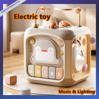 Đồ chơi cho bé xếp hình hộp sáu mặt hạt tròn đĩa nhạc nhẹ tay bé đánh trống giáo dục sớm của trẻ em nhà học tập xếp hình