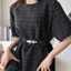 Dây thắt lưng khóa kim loại mới với áo khoác trang trí và váy thun nữ, dây thắt lưng co giãn mơ đen thắt lưng nữ dây xích