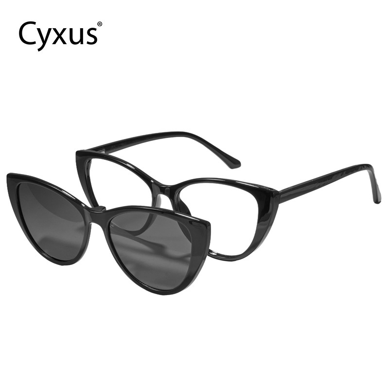 Cyxus Kính Mát Nữ Gọng Mèo TR90 Từ Tính Phân Cực Chống Ánh Sáng Xanh UV400 Bảo Vệ Mắt Toàn Diện P1221