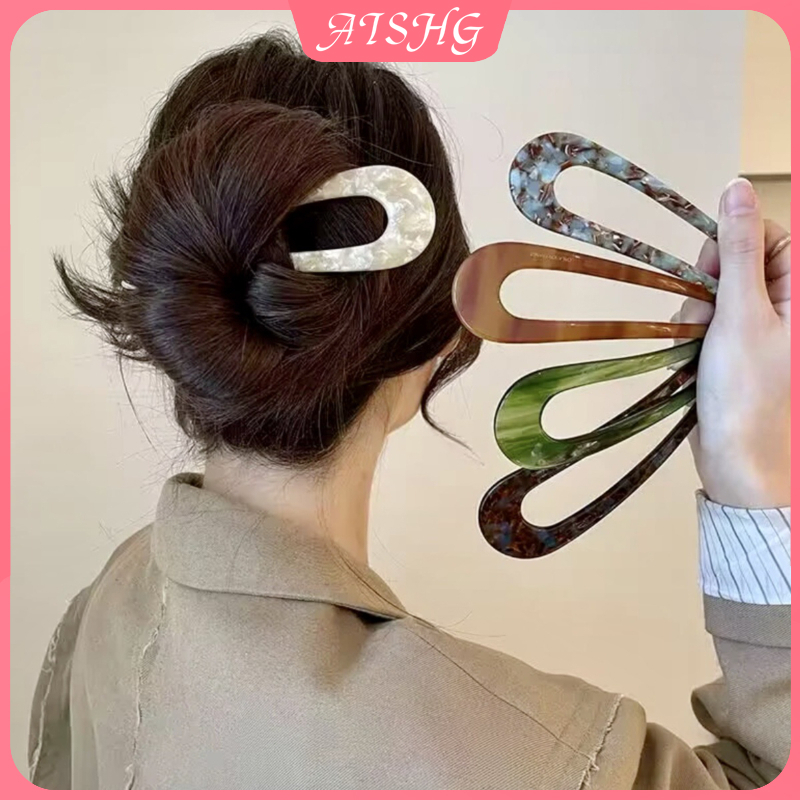 AISHG Acetate Jelly Color Hình Chữ U Kẹp Tóc Nữ Hàn Quốc Ins Phụ Kiện Tóc Thời Trang