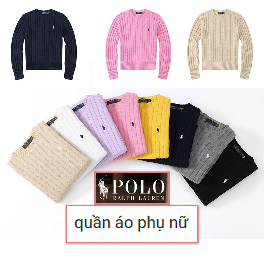 Ralph Lauren Bé Gái Cổ Tròn Áo Len Nữ POLO Áo Len Xoắn Dài Tay Cổ Điển ...
