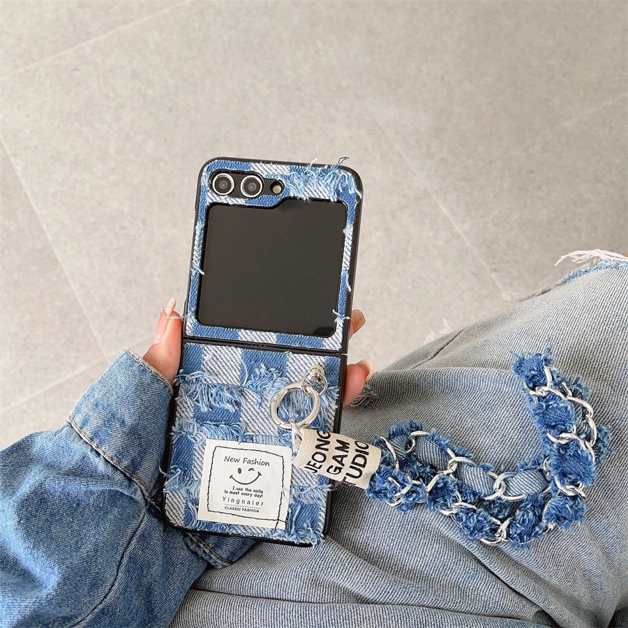 Dành Cho Samsung Galaxy Z Flip 3 4 5 6 7 7FE Vỏ Vải Denim Thời Trang Thiết Kế Độc Đáo Vỏ Bảo Vệ Thiết Kế Sang Trọng Vỏ Chống Sốc Cho Samsung Galaxy Z Flip7
