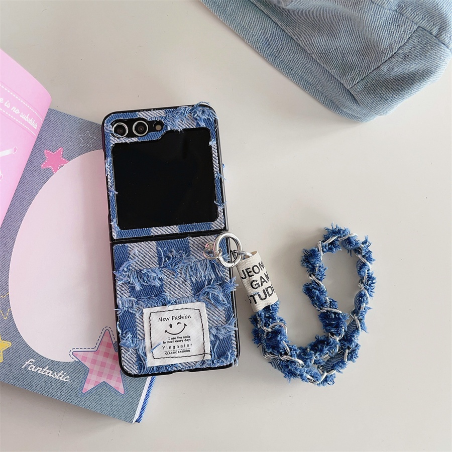 Dành Cho Samsung Galaxy Z Flip 3 4 5 6 7 7FE Vỏ Vải Denim Thời Trang Thiết Kế Độc Đáo Vỏ Bảo Vệ Thiết Kế Sang Trọng Vỏ Chống Sốc Cho Samsung Galaxy Z Flip7