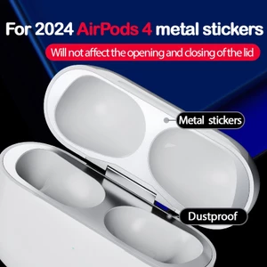 Miếng dán bảo vệ kim loại cho AirPods 2024, tương thích AirPods 1/2/3, Pro 1/2/3