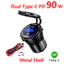 Tẩu Sạc Nhanh 90w Hai Cổng type c 12v 24v Chống Thấm Nước Cho Xe Hơi / Xe Máy / Tàu Thuyền suv rv