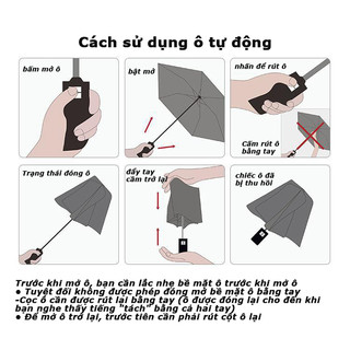 Dù Gấp Tự Động 2 Chiều 8/12/24 Xương Vải Keo Đen Chống Nắng