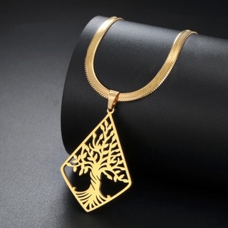 Vòng cổ bằng thép không gỉ SKYRIM Tree of Life Mặt dây chuyền xương đòn Vòng cổ nữ