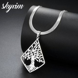 Vòng cổ bằng thép không gỉ SKYRIM Tree of Life Mặt dây chuyền xương đòn Vòng cổ nữ