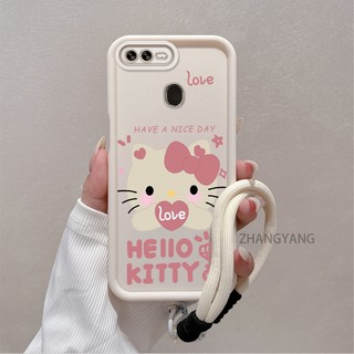 Ốp Lưng Cho OPPO A5s A12 A7 F9 Silicone TPU Dễ Thương Mèo Con Vỏ Điện Thoại Hoạt Hình Thẩm Mỹ Thiết Kế Mới Điện Thoại Vỏ Mềm Có Dây Treo Cá Tính