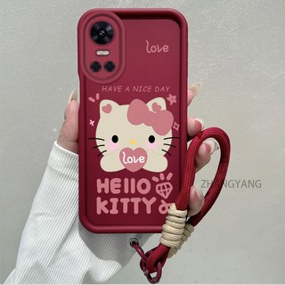 Ốp Lưng Cho OPPO Reno 10 5G Reno 10 Pro 5G Silicone TPU Dễ Thương Mèo Con Vỏ Điện Thoại Hoạt Hình Thẩm Mỹ Thiết Kế Mới Vỏ Mềm Điện Thoại Với Dây Treo Cá Tính