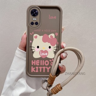 Ốp Lưng Cho OPPO Reno 10 5G Reno 10 Pro 5G Silicone TPU Dễ Thương Mèo Con Vỏ Điện Thoại Hoạt Hình Thẩm Mỹ Thiết Kế Mới Vỏ Mềm Điện Thoại Với Dây Treo Cá Tính