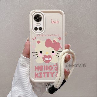 Ốp Lưng Cho OPPO Reno 10 5G Reno 10 Pro 5G Silicone TPU Dễ Thương Mèo Con Vỏ Điện Thoại Hoạt Hình Thẩm Mỹ Thiết Kế Mới Vỏ Mềm Điện Thoại Với Dây Treo Cá Tính