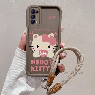Ốp Lưng Cho OPPO Reno 5 Reno 4 4G Silicone TPU Dễ Thương Mèo Con Vỏ Điện Thoại Hoạt Hình Thẩm Mỹ Thiết Kế Mới Vỏ Mềm Điện Thoại Với Dây Treo Cá Tính