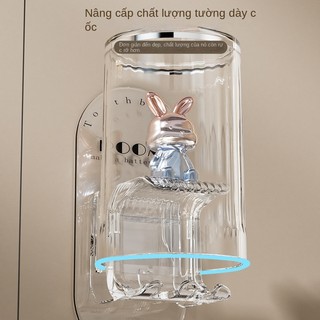 Kệ bàn chải dán tường nhựa trong suốt kèm cốc kèm miếng dán Toothbrush holder with cup and stickers【Chiosala12】