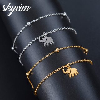 Vòng tay bằng thép không gỉ SKYRIM Mặt dây chuyền hình con voi Trang sức thời trang cho nữ