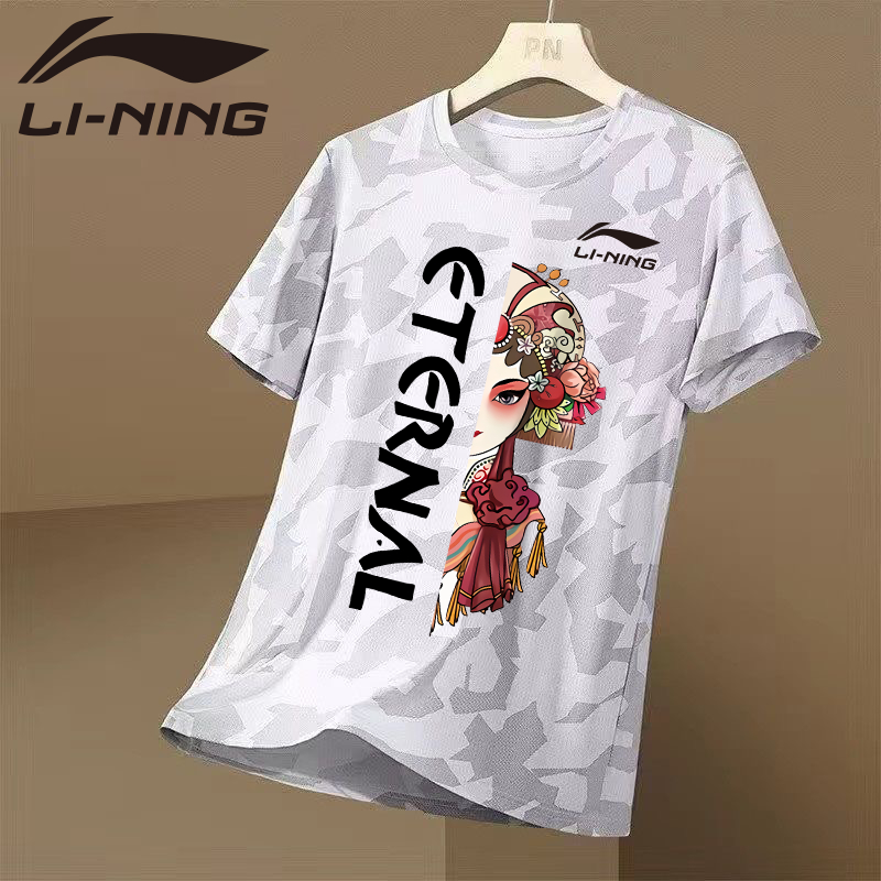 Li Ning cầu lông trang phục nam nữ tay ngắn khô nhanh thoáng khí cặp đôi mặc áo thể thao văn hóa áo sơ mi