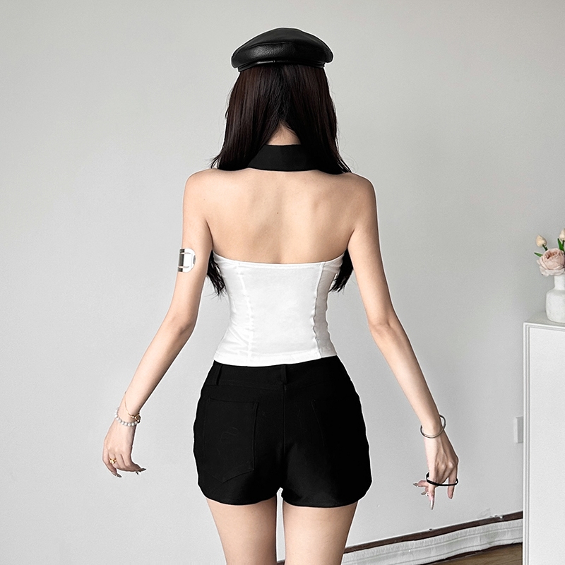 Cutenew Thường Ngày Hai Mảnh Bộ Áo Tắt Tay Lưng Skinny Cá Tính Hot Chick Niche Thiết Kế Nhìn Mỏng Hơn Đa Năng Không Khí Phong Cách 2024 Hot Mới
