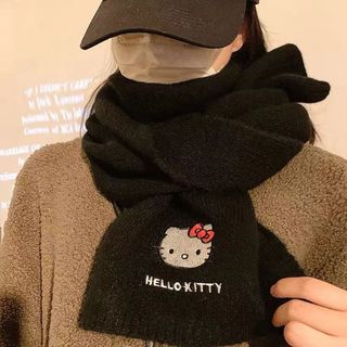 Khăn dệt kim hellokitty dễ thương Nhật Bản Khăn quàng cổ dày dặn mùa đông