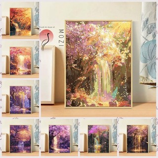 MOZI✨40 * 50cm / 30 * 40cm cây tiền tranh tô màu theo số bộ tô màu theo số tranh số hóa Cây may mắn tự làm Tranh sơn dầu kỹ thuật số Đổ đầy Tranh tô màu Tranh vẽ tay Tranh kỹ thuật số Tranh Acrylic Tranh sơn dầu Tranh trang trí