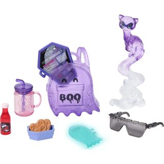 Monster High Spectra Vondergeist Doll với thú cưng Ferret Rhuen và phụ kiện như ba lô, máy tính bảng, đồ ăn nhẹ và hơn thế nữa HXH77