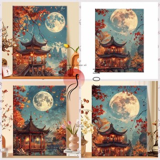 MOZI✨40 * 50cm / 30 * 40cm cổ xưa tranh tô màu theo số bộ tô màu theo sốPhong Cách Cổ Đại Phong Cảnh Tự Làm Tranh Sơn Dầu Kỹ Thuật Số Tranh Làm Đầy Tranh Phong Cảnh Tranh Kỹ Thuật Số Tô Màu Tranh Vẽ Tay Tranh Acrylic Tranh Sơn Dầu Trang Trí Nhà Cửa