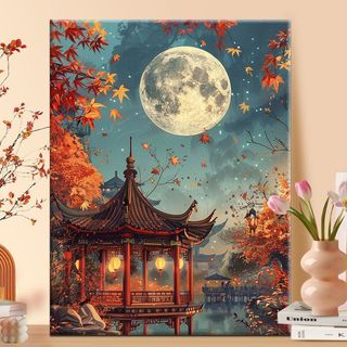 MOZI✨40 * 50cm / 30 * 40cm cổ xưa tranh tô màu theo số bộ tô màu theo sốPhong Cách Cổ Đại Phong Cảnh Tự Làm Tranh Sơn Dầu Kỹ Thuật Số Tranh Làm Đầy Tranh Phong Cảnh Tranh Kỹ Thuật Số Tô Màu Tranh Vẽ Tay Tranh Acrylic Tranh Sơn Dầu Trang Trí Nhà Cửa
