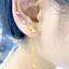 Bông tai titan không gỉ mạ vàng 18k thiết kế dáng dài hình bướm dễ thương dành cho nữ
