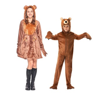 Bộ đồ liền thân Halloween động vật gấu đáng yêu cho người lớn, bộ đồ ngủ cosplay, cha mẹ-con, hóa trang sân khấu
