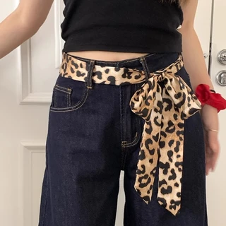 Thắt lưng bện in họa tiết da báo Mỹ Y2k Thời trang nữ