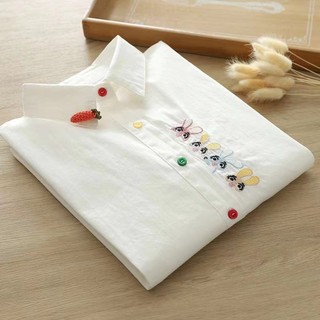 Áo sơ mi thêu cổ áo dài tay thời trang nữ Hàn Quốc