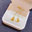 Bông tai nữ làm bằng titan không gỉ mạ vàng 18k thiết kế dáng dài nhiều kiểu dáng xinh xắn trẻ trung
