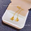 Bông tai titan không gỉ mạ vàng 18k thiết kế dáng dài hình bướm dễ thương dành cho nữ