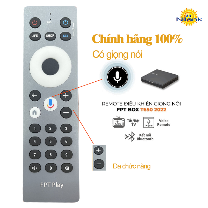 [Nilank] Mẫu mới Remote Điều Khiển TIVI FPT Play BOX Chính hãng Khiển Giọng Nói T650 P650 A650 H650