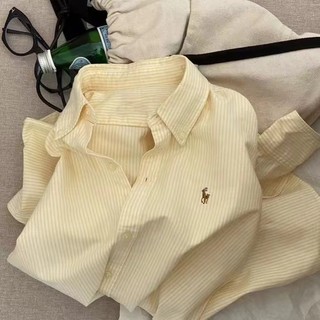 Sọc Phong Cách Hàn Quốc Nữ Nữ Áo Sơ Mi Dài Tay Baju Baju Wanita Lengan Panjang Hàng Mới Sẵn Có