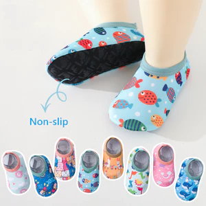 Mgg-baby Trẻ Em Tất Chống Trơn Trượt Tập Đi Bé Gái Bé Trai Tầng Tất In Hình Động Vật Chân Trần Aqua Tất Giày Chống Trơn Trượt
