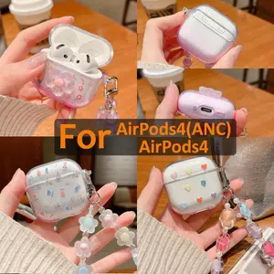 Phim hoạt hình hoạt hình Dòng hoa Vỏ tai nghe cho vỏ AirPods4 Vỏ bảo vệ tai nghe TPU Phong cách mới cho AirPods4anc Vỏ bảo vệ tai nghe Tương thích với 2025AirPodsPro3