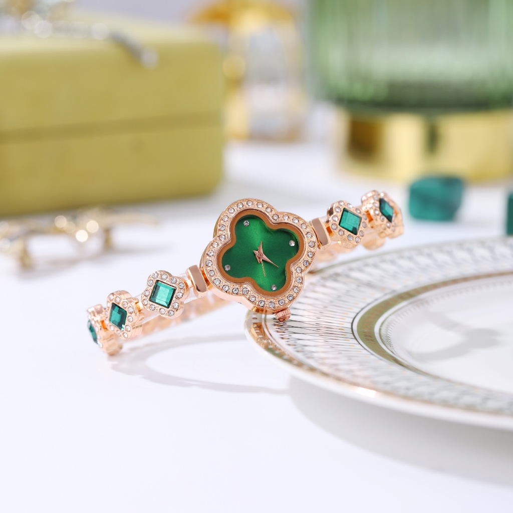 Đồng hồ nữ Vỏ bọc đồng hồ đeo tay Đồng hồ đeo tay Dây đeo thạch anh có khảm kim cương Đồng hồ xanh thời trang
